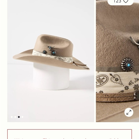 Anthropologie X Wrangler Tan Wide Brim Hat with Decorative Band main image 7